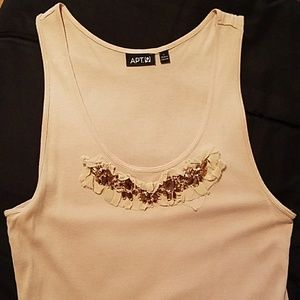 Jewel Embellished Neck Tank Top